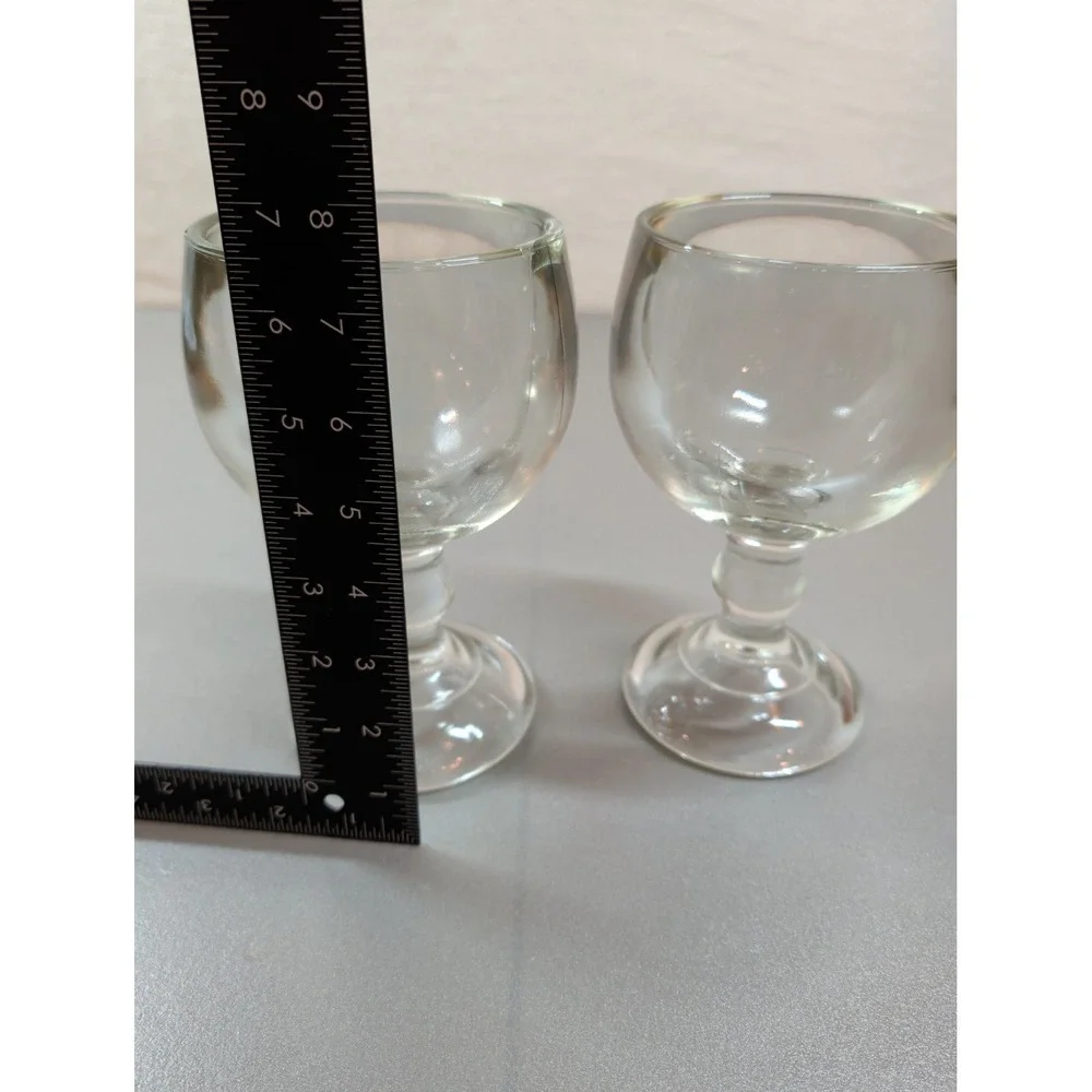 Vintage Clear Glass Goblets Set of 2 Stemmed Drinking Glasses Bubble Stem 5